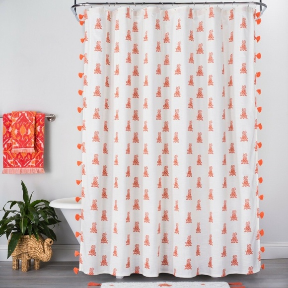 Opalhouse Bath Mini Pineapple Print Tassels Shower Curtain